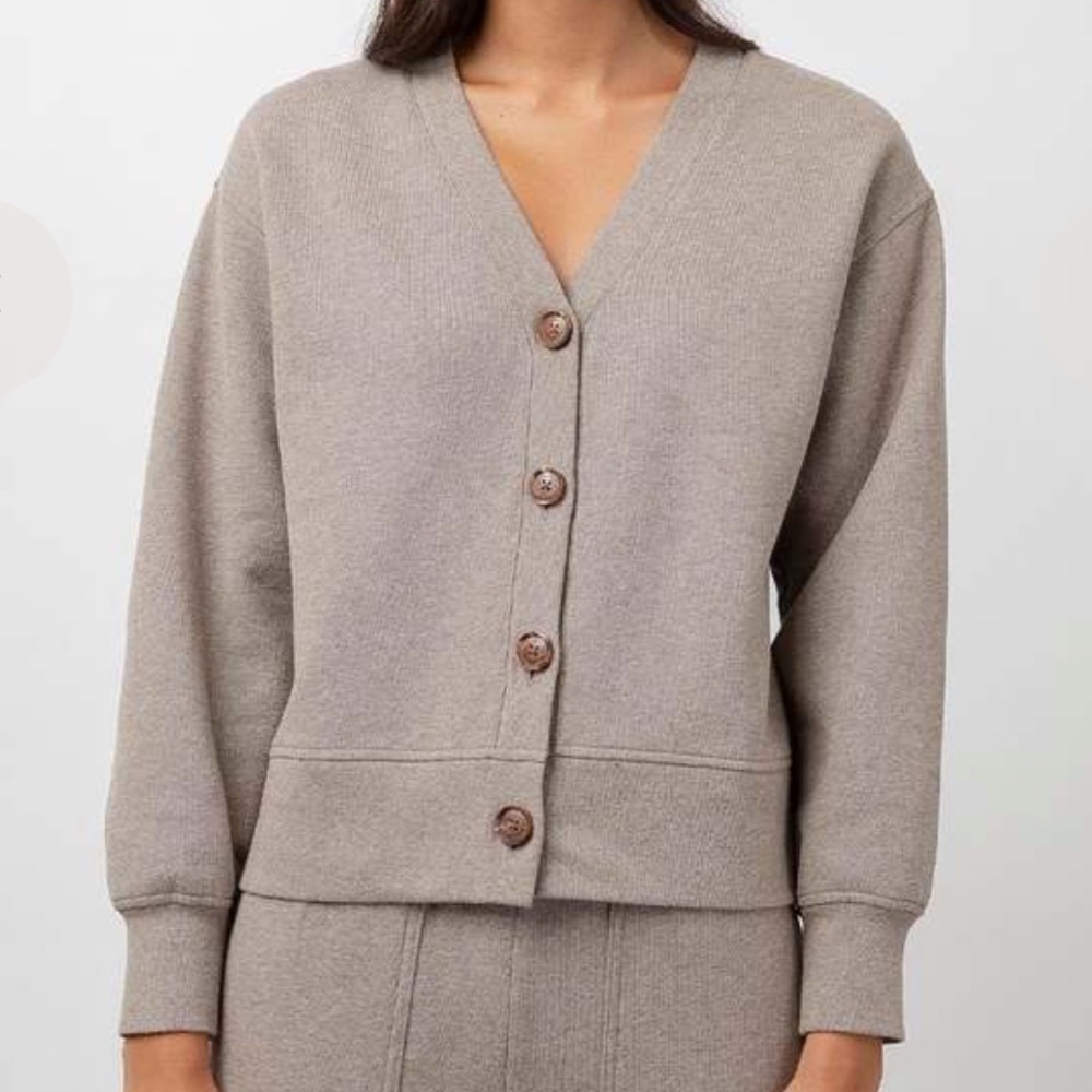 Rails V-Neck Button down fleece cardigan MEDIUM color Latte Heather